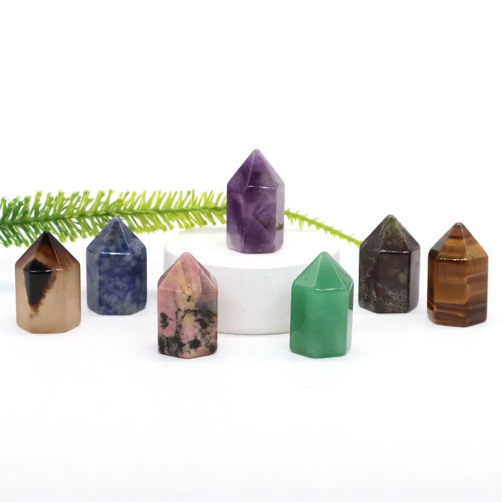 Natural Crystal Obelisk Tower Amethyst Rose Quartz Hexagonal Prisms Wand Stones Reiki Chakra Meditation Home Decor Ornaments