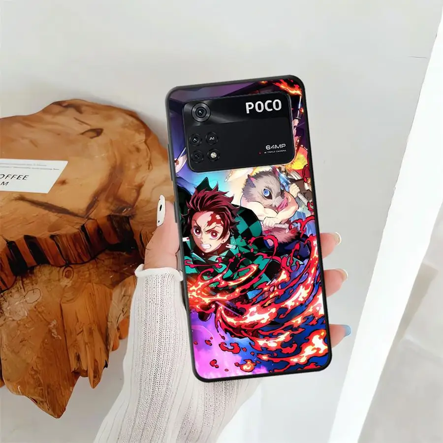 Black Soft Phone Cover Case for Xiaomi Poco C71 M3 M4 M7 Pro C50 F1 C61 M5 C75 F3 X3 X4 X5 X7 Pro C40 Anime D-Demon S-Slayer view 3