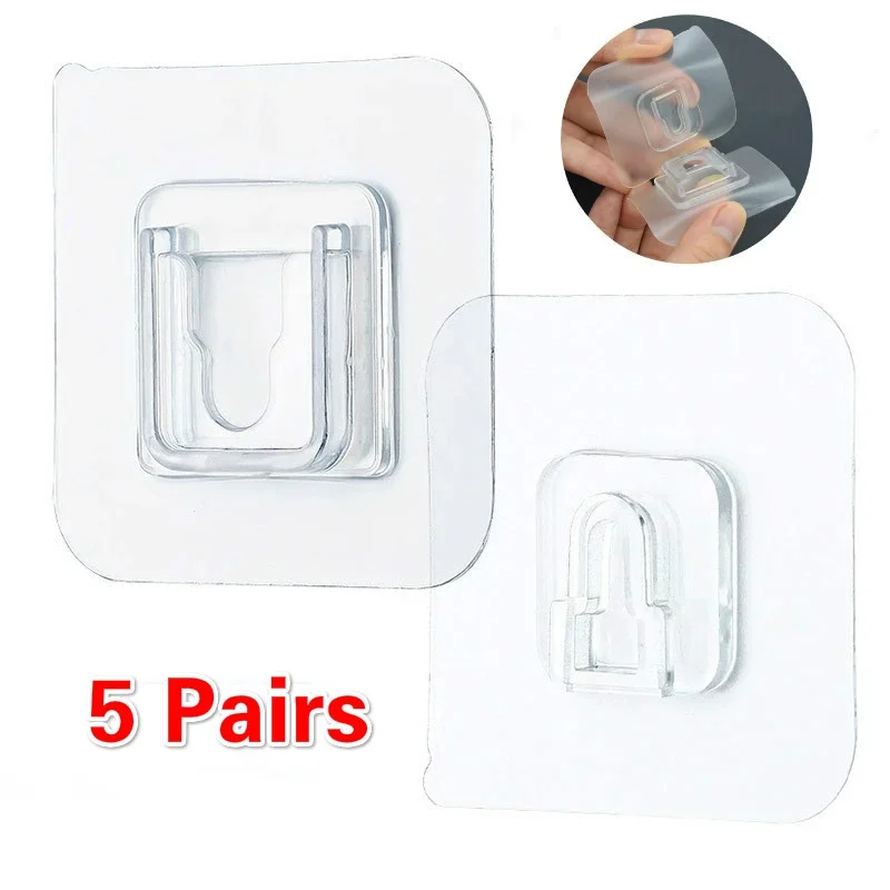 

Multi-Purpose Hooks 5 Pairs Double-sided Adhesive Wall Hooks Waterproof Clothes Hats Towel Hooks Kitchen Bath Door Hooks