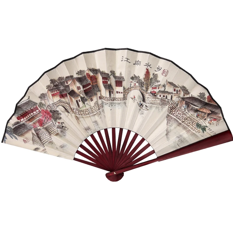 2pcs Chinese Retro Folding Fan Bamboo Xuan Paper Folding Fan Vintage Hanfu Cosplay Hand Paper Fans Portable Folding Fans