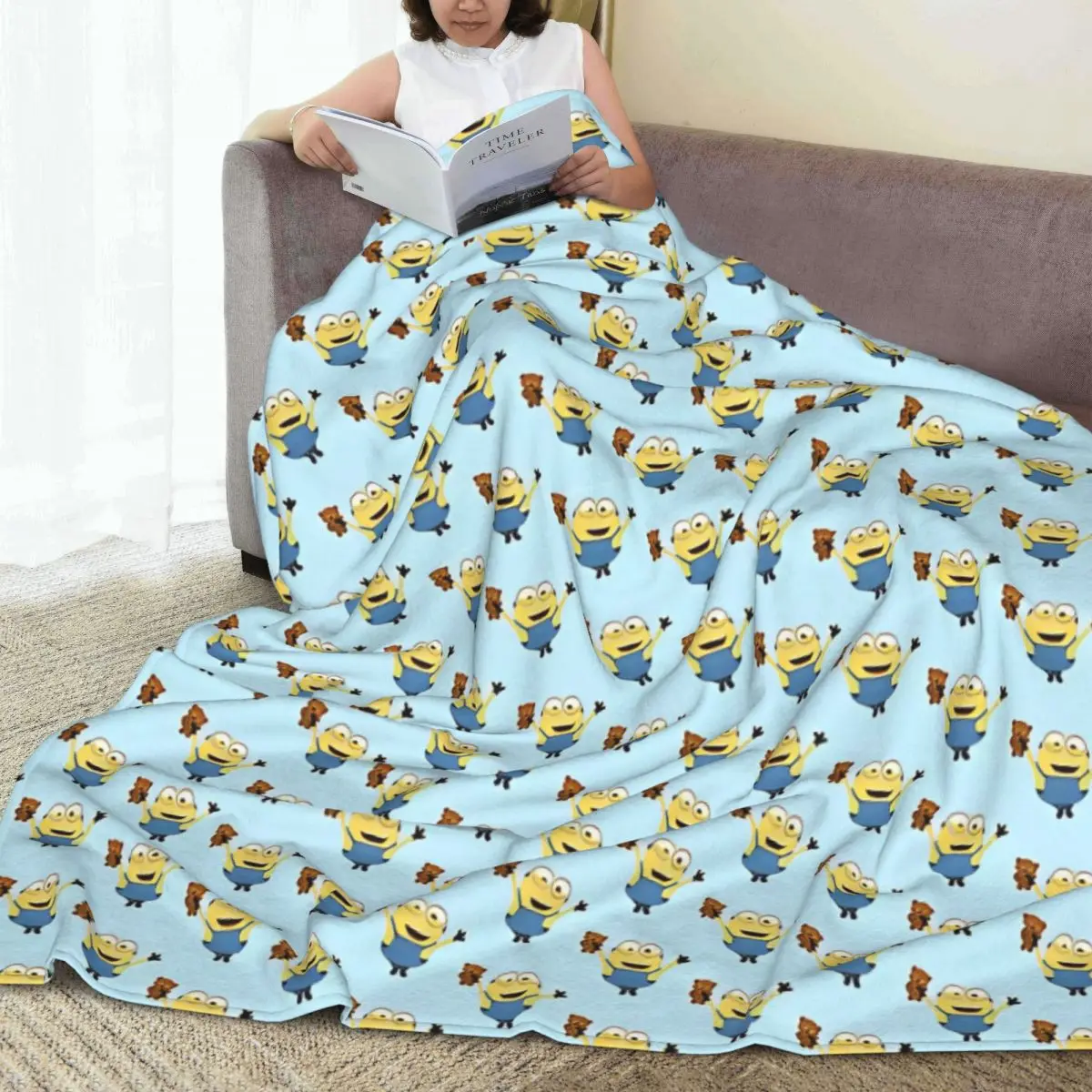 Bob Minion Blanket Travel Office Plush Throw Blanket Fluffy Couch Bed Flannel Bedspread Sofa Bed Cover