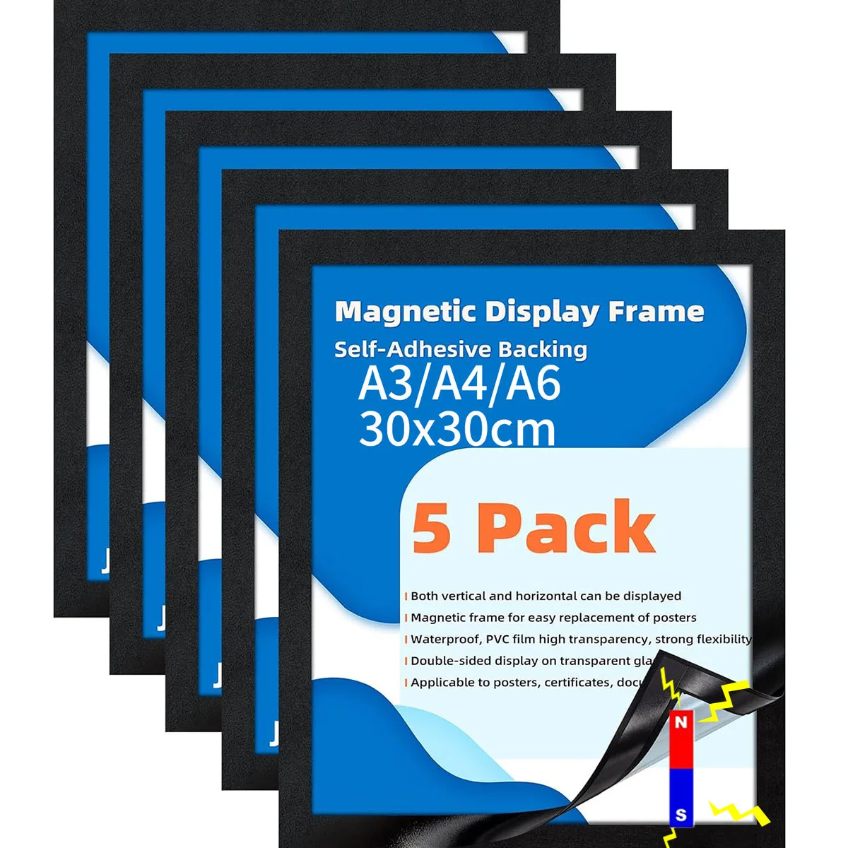 5Pcs A3/A4 Magnet Picture Frames 8x12in Rubber Soft Self Diamond Painting Frames Display Window Advertising Display A6/34x34cm