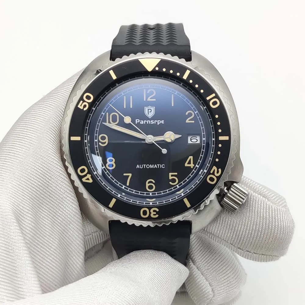 Parnsrpe - Nuovo vetro zaffiro premium da uomo, movimento meccanico automatico NH35, orologio in acciaio inossidabile resistente all'acqua da 42 mm