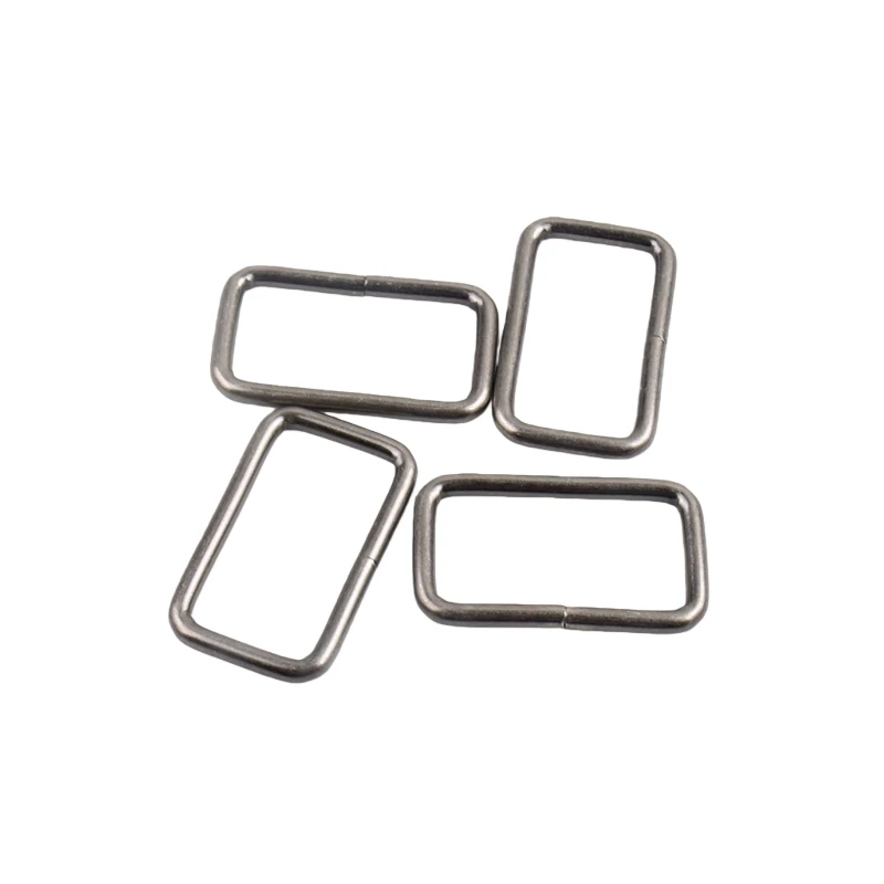 4pcs  38mm Rectangle Bronze Red and Antique Silver color