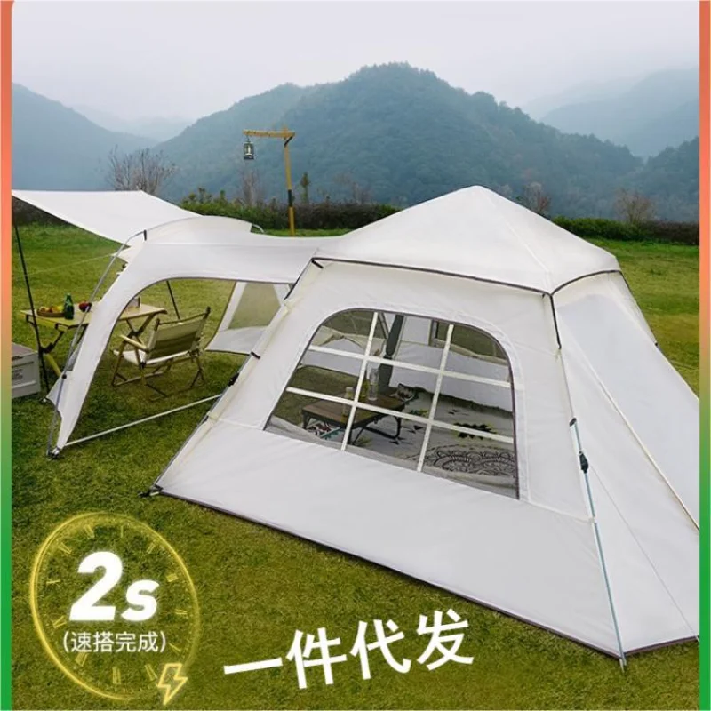 The product can be customized.Factory Direct Simple Tunnel Tent One bedroom two living room family type camping tent windproof