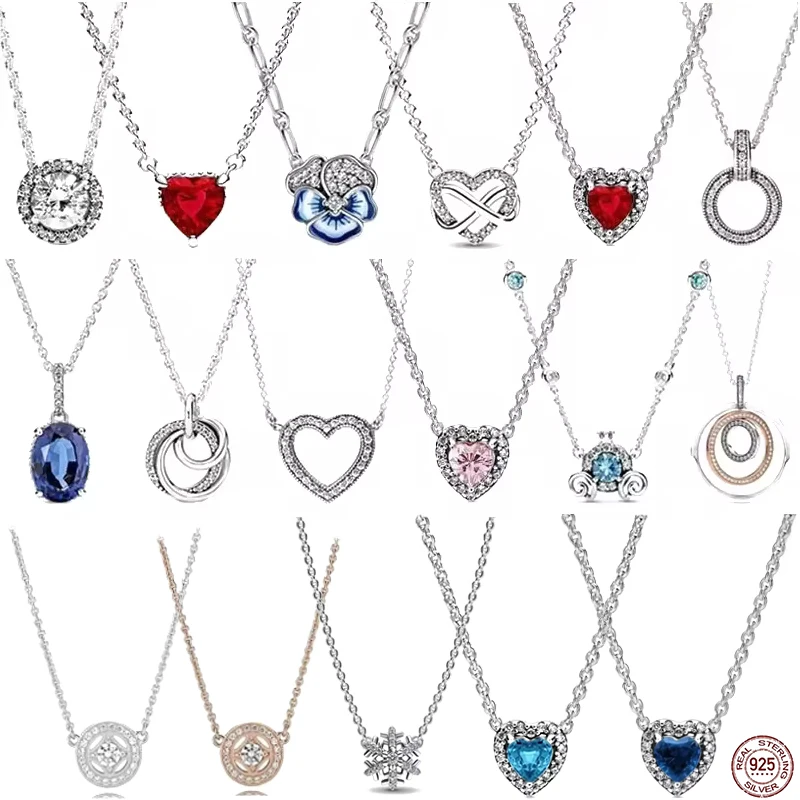 925 sterling silver women's high-quality fashionable heart-shaped necklace suitable for design original  pendant DIY gift