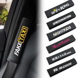 2pcs Initial D Leather Car Seat Belt Cover Safety Belt Shoulder Protection JDM Interior Ornament Accessories For Fake Taxi Spoon