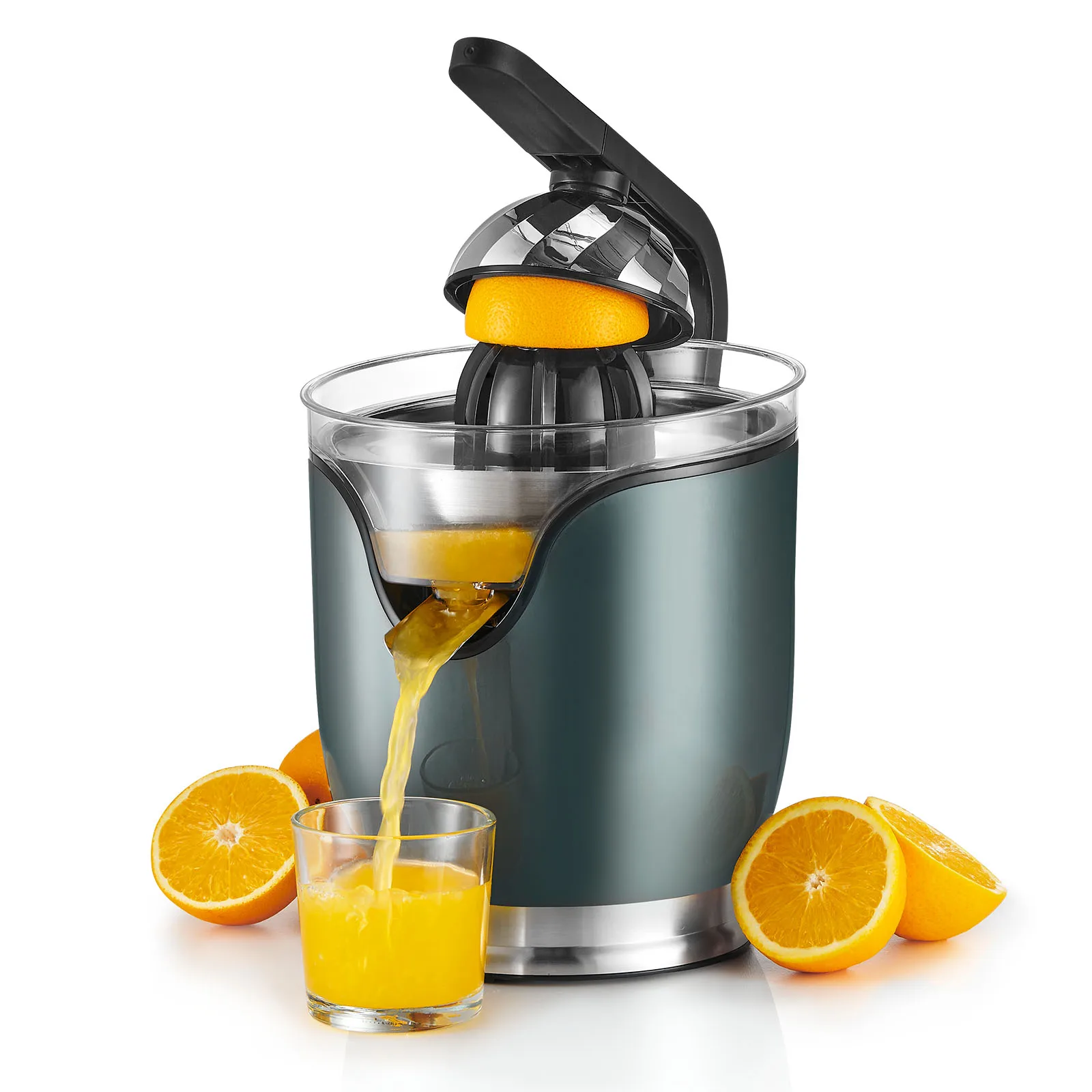 

VEVOR Electric Citrus Juicer Orange Juice Squeezer with Two Size Juicing Cones 150W Stainless Steel Orange Juice Maker