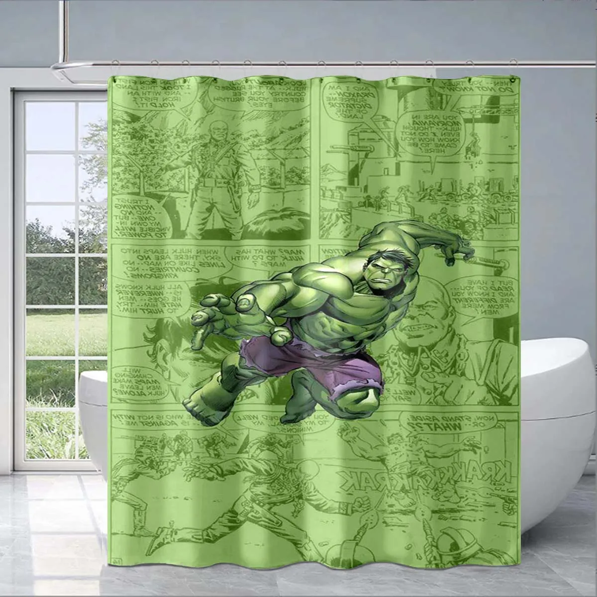 3d Printed Cartoon Anime Superhero Hulk Shower Curtain Adult Children Bathroom Decoration Shower Curtain Fan Gift