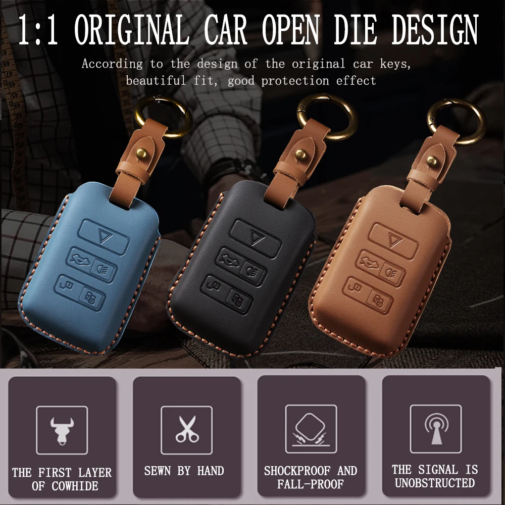 Car Key Case Holder Keychain For Land Rover Range Rover Discovery 5 Sport 2018 2019 For Jaguar XEL E-PACE 2019 Accessories