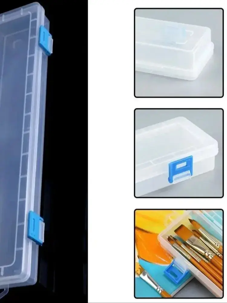 1 szt. Biała plastikowa skrzynka do przechowywania, 33x7x3,5 cm, wielofunkcyjny organizer do przechowywania materiałów do malowania, rysowania, szycia, narzędzi, pędzli, długopisów i ołówków. — 2