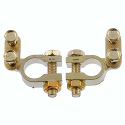 2 pezzi di piccole dimensioni 5mm positivo 34mm terminale batteria per Auto negativo placcato oro terminali batteria universali in metallo per Auto