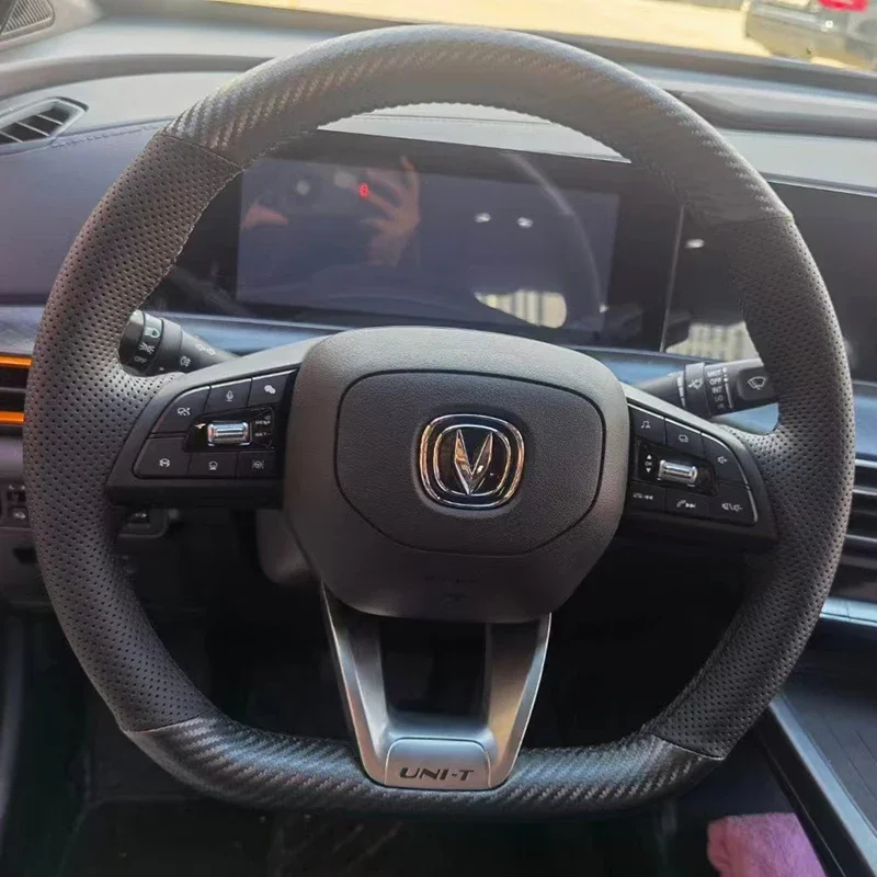 

Для Changan UNI-T Stitch черный кожаный спортивный DIY ручной работы чехол на руль внутренняя ручка