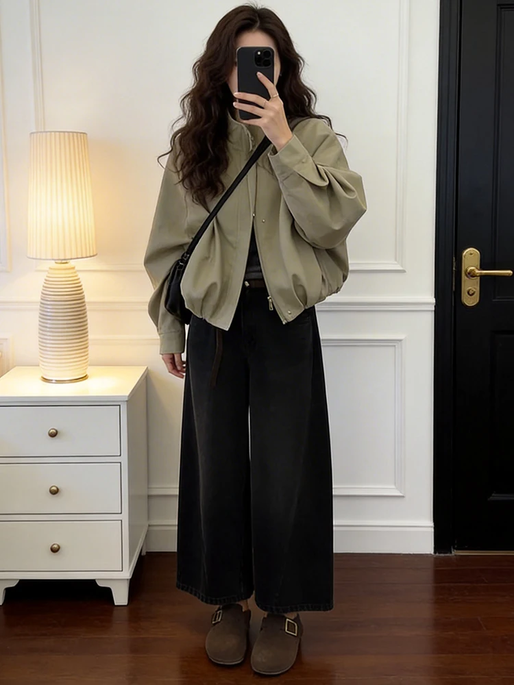 

Корейская кожаная куртка с длинными рукавами для женщин, повседневная, свободного кроя, модная, весенняя новинка, открытый кардиган, топ, женская одежда