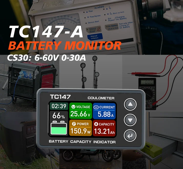 

Precision Battery Tester Coulomb Counter Meter Color Screen 30A Color Screen Battery Capacity Indicator Ammeter Voltmeter