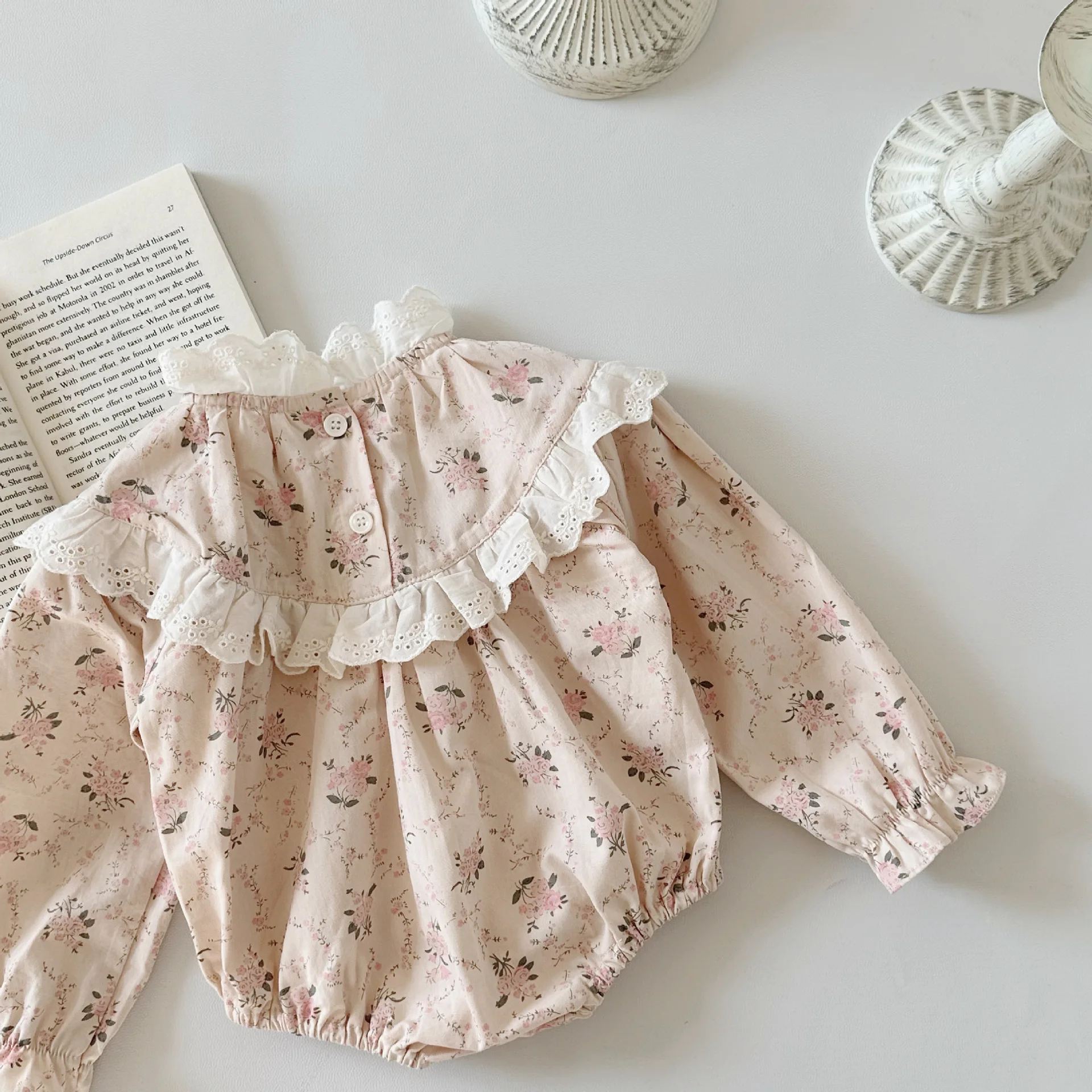 Pelele de flores para niñas, ropa de bebé, encaje Floral, manga larga, Princesa, informal, a la moda, primavera y otoño, 2024