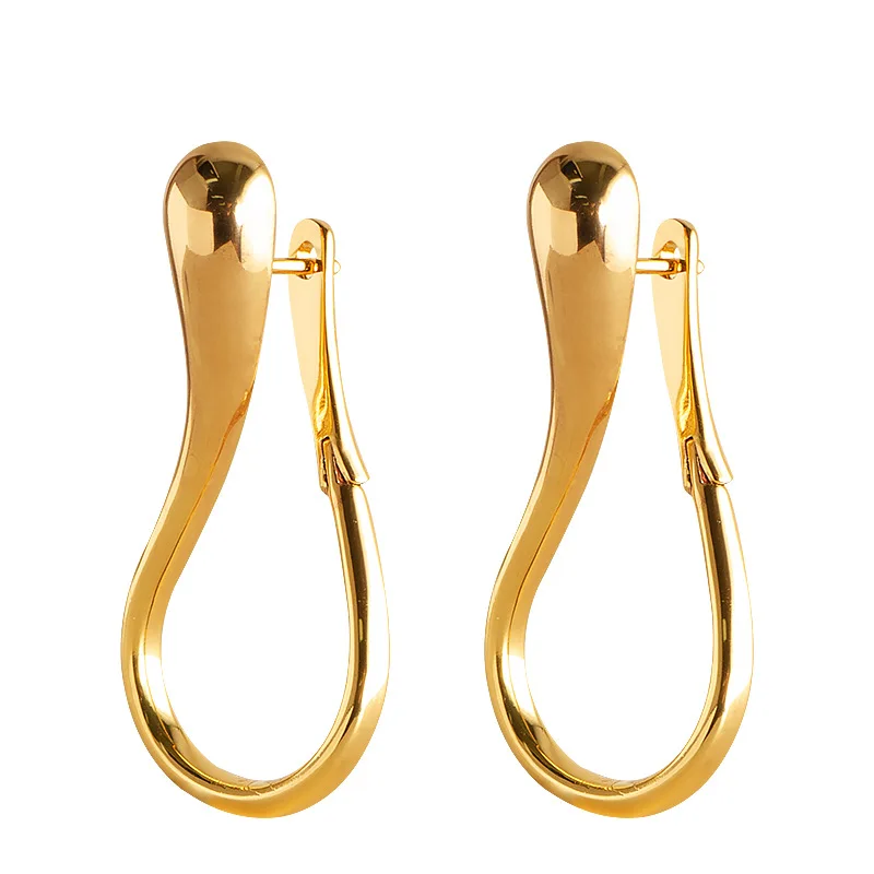 925 Silver Needle Minimalist Twisted Curve Drop Earrings for Women Gold Tone Abstract Teardrop Leverback Earrings Daily Party Je