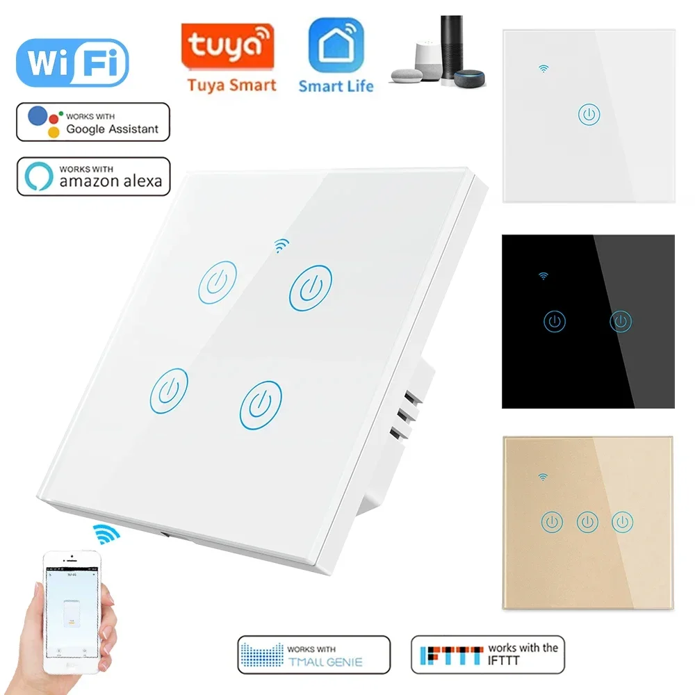 Universal standard 86mm 600W 2 gang 2 way smart touch switch wifi touch switch panel