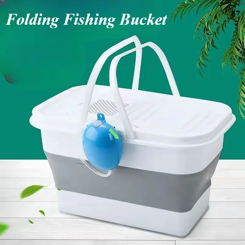 13L Fishing Convenient Hand-held Bucket Live Fish Bucket Portable Folding Breathable Net Suitable for Outdoor Travel and Fishing