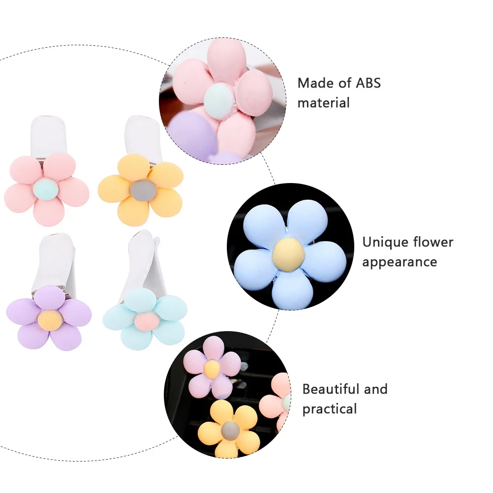 

4Pcs Flower Clip for Car Air Vent Decorative Clip Easy Apply Car Interior Decoration Fade Resistant Excellent Craftsmanship