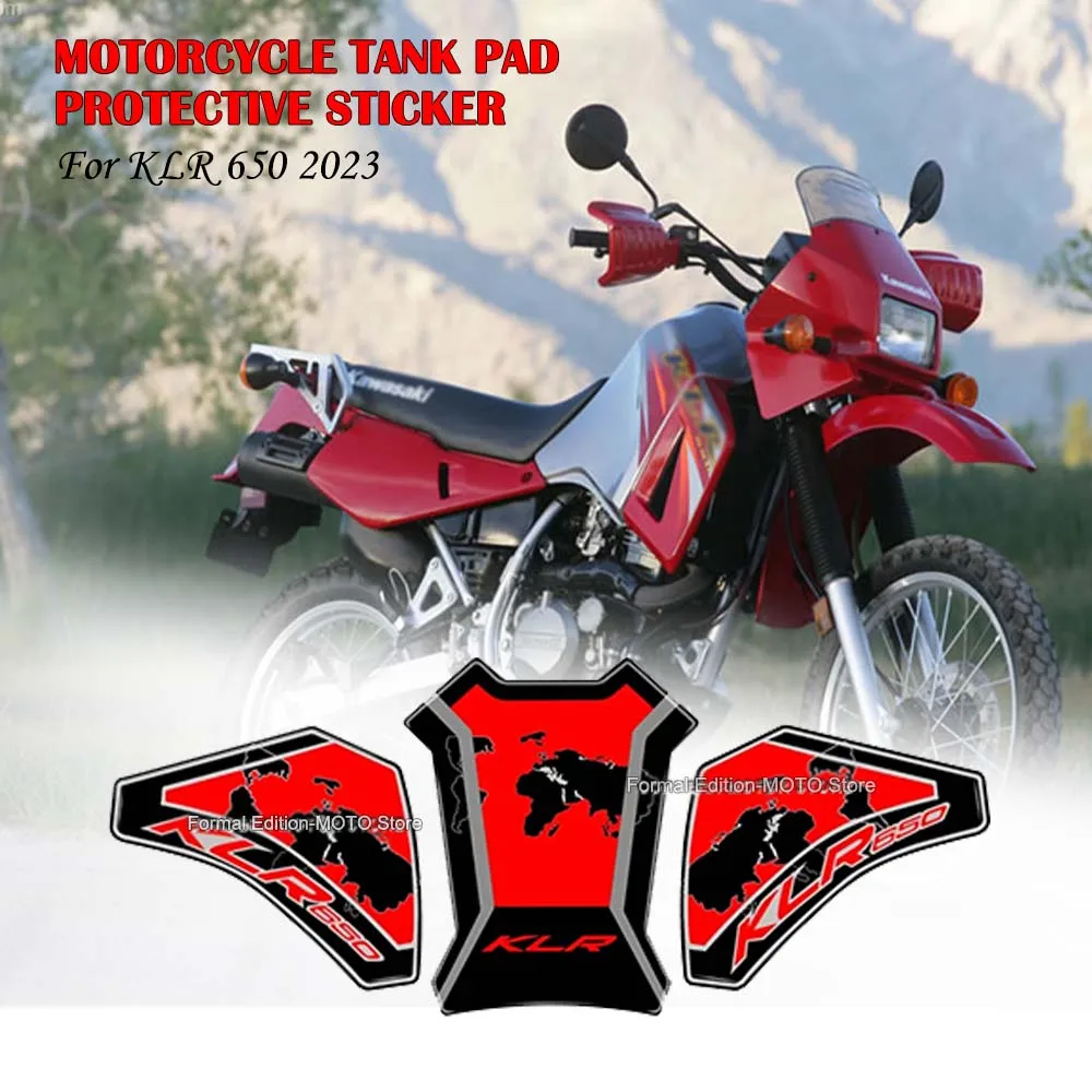 

Motorcycle Tank Pad Protective Sticker Kit Waterproof Scratch-Resistant 3D Gel Resin Sticker for Kawasaki KLR650 KLR 650 2023