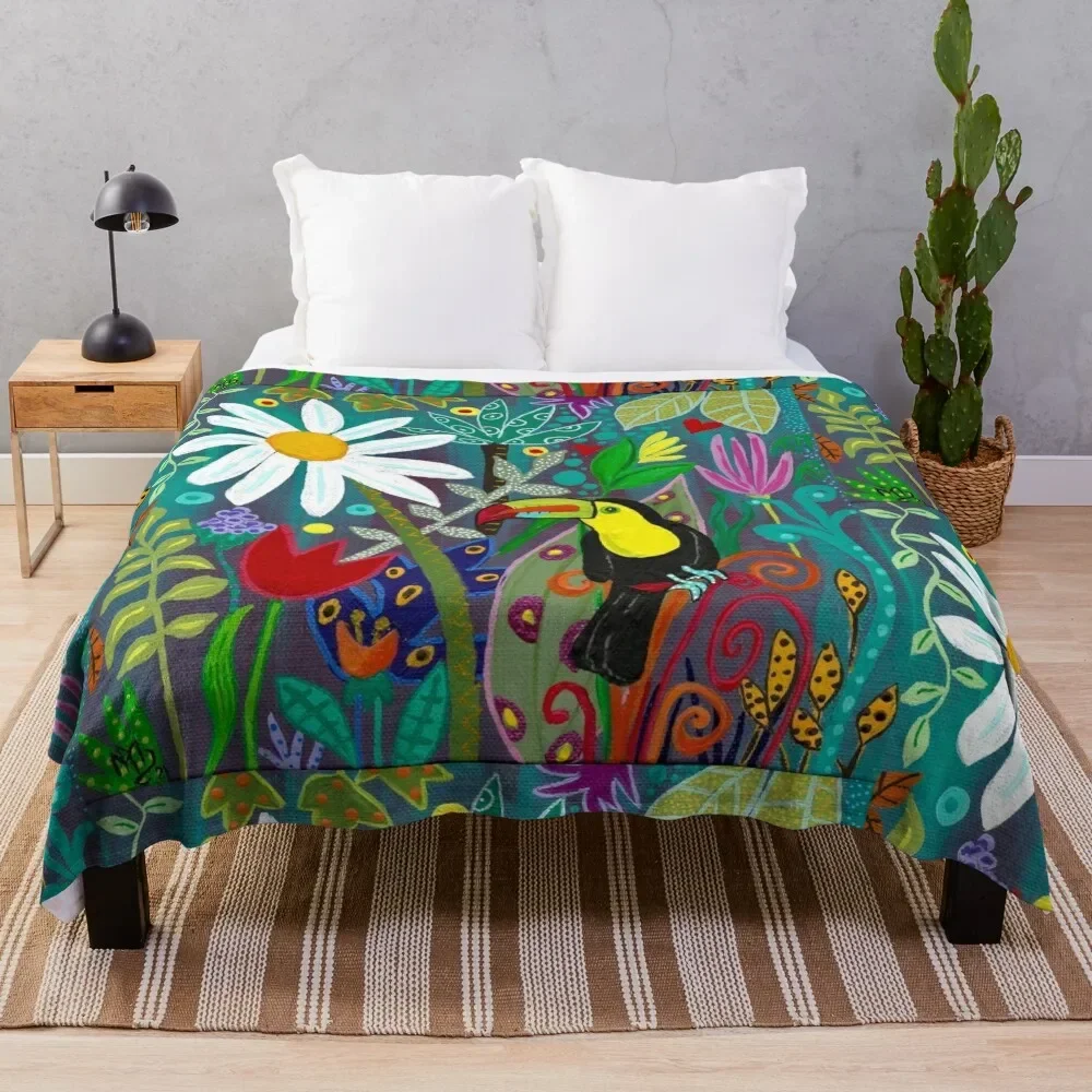 Toucan of the Rainforest Throw Blanket Soft Cute Plaid Summer Beddings Blankets