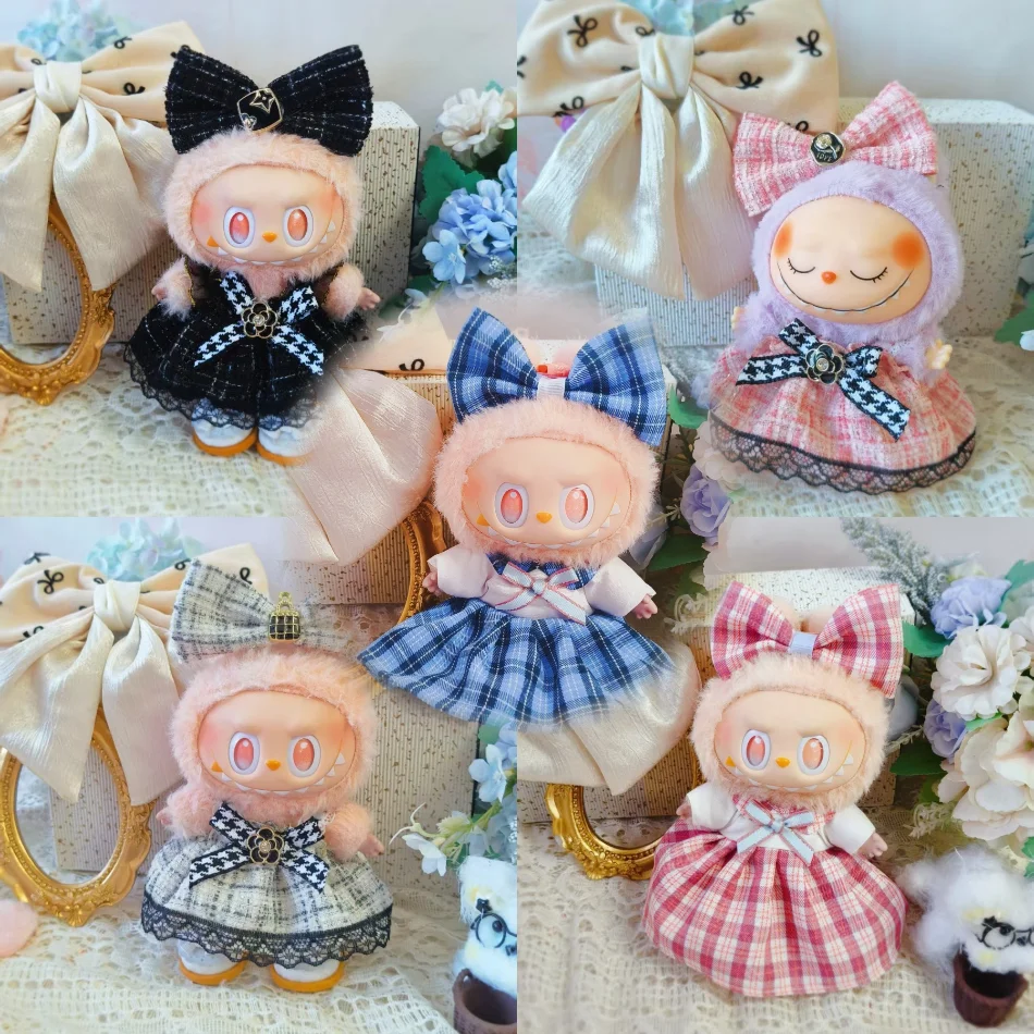 

Labubu high imitation big baby clothes 17cm vinyl doll pendant plush toy clothes suit skirt