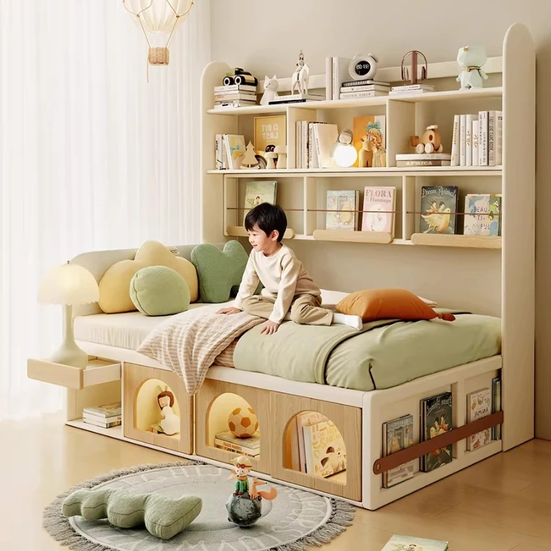 Children's Solid Wood Bed Tatami Children's Furniture Single Bed All Solid Wood