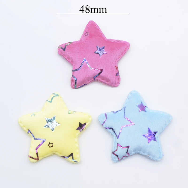 24Pcs 48mm Short Plush Bronzing Pattern Star Appliques for Clothes Hat Sewing Patches DIY Headwear Hair Clips Bow Accessories