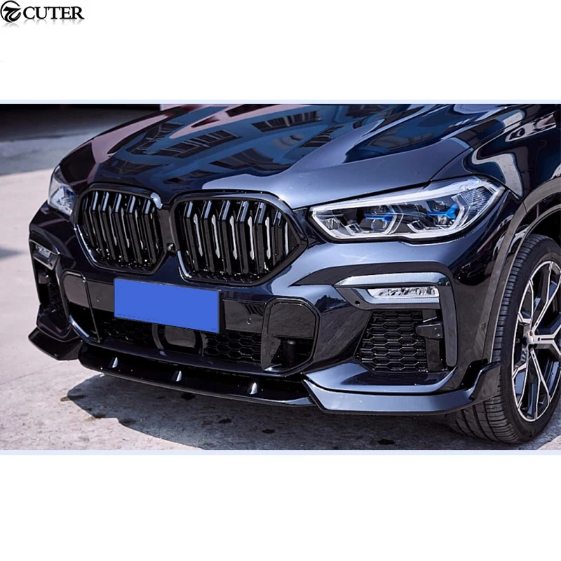 G06 X6 Black Warrior Style Bright Black ABS Front Bumper Lip Splitter for Bmw G06 X6 Car Body Kit 2021