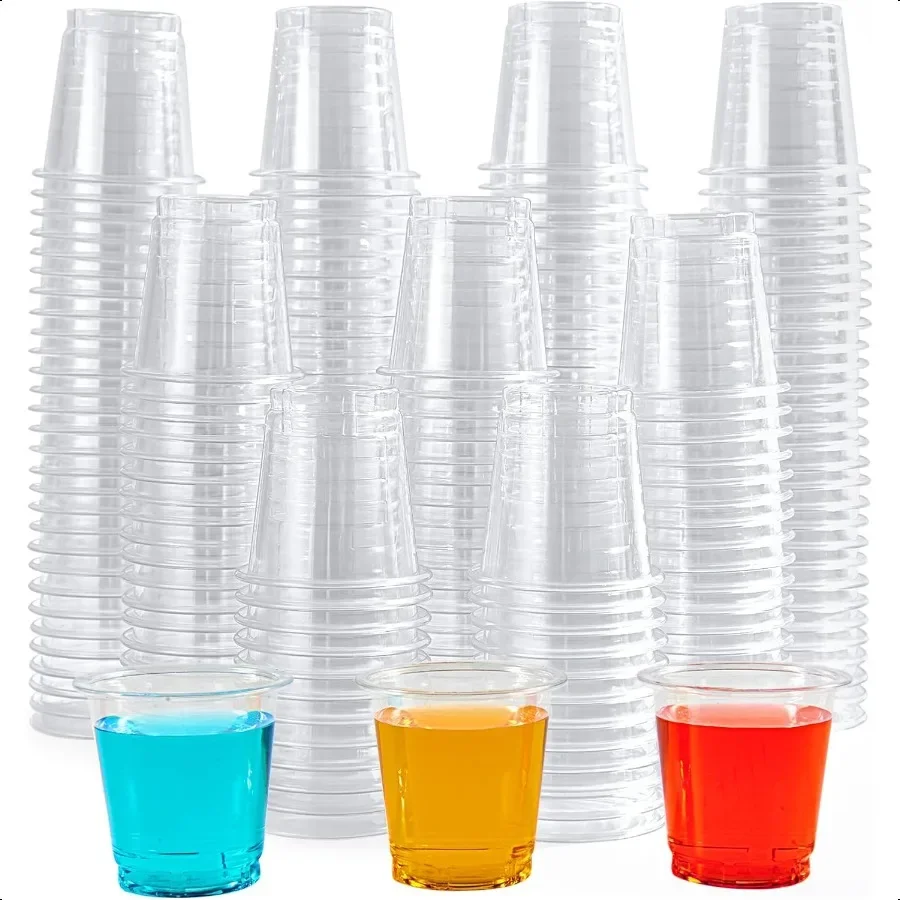 

500 PACK 2 oz Plastic Shot Glasses Clear Cups Mini Plastic Containers for Sauce Sample Tasting Cups For Vodka Whiskey Tequila