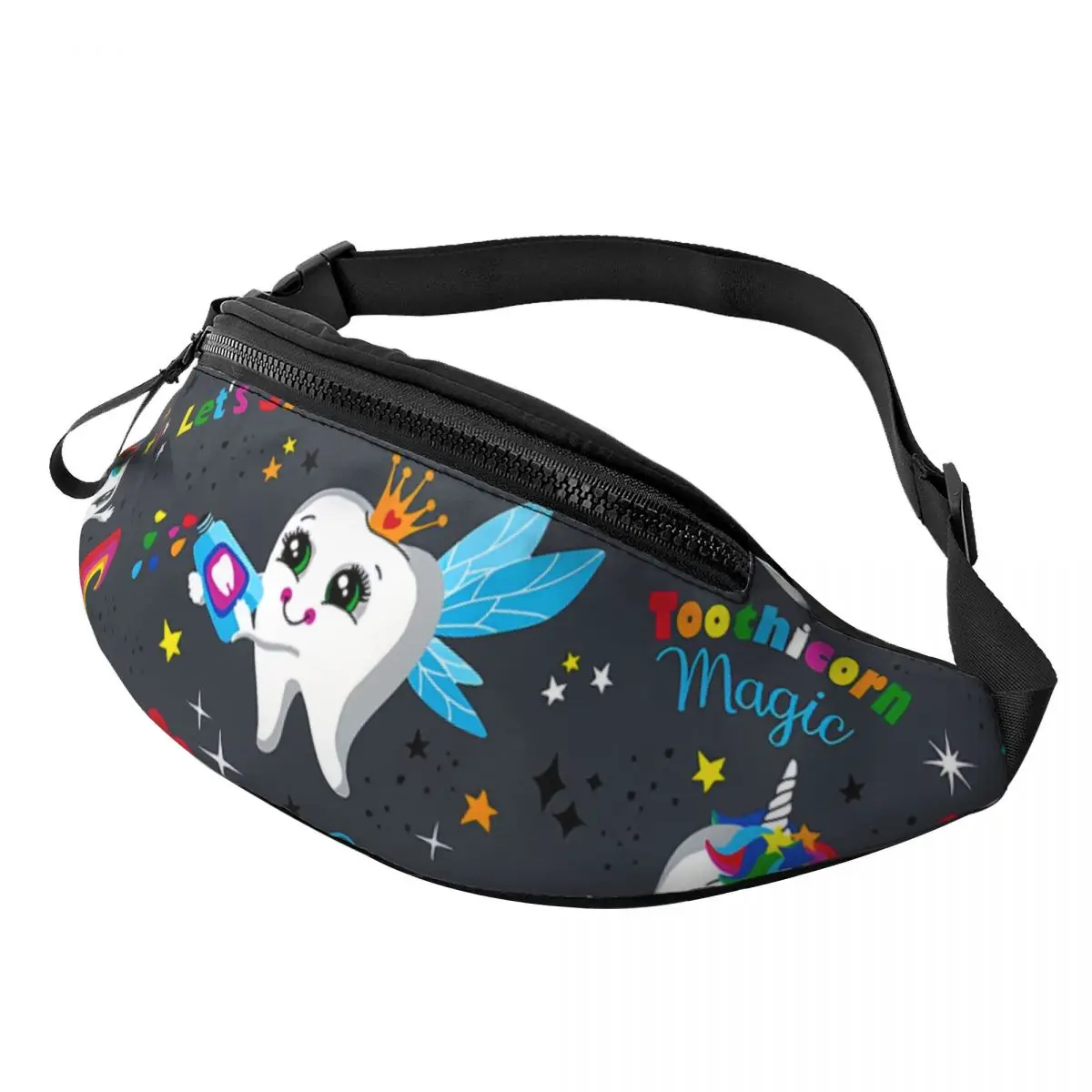 

Custom Toothicorn Magic Dentist Fanny Pack for Men Women Fashion Teeth Dentistry Crossbody Waist Bag Traveling Phone Money Pouch