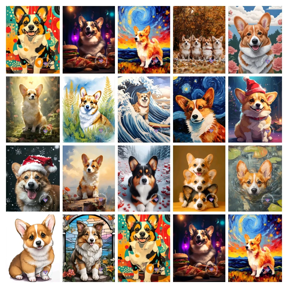 

Welsh corgi Dog Jewish Christian AB Diamond Painting Set Square Round Diamond 5D DIY Mosaic Handicraft Exquisite Gift Home Decor