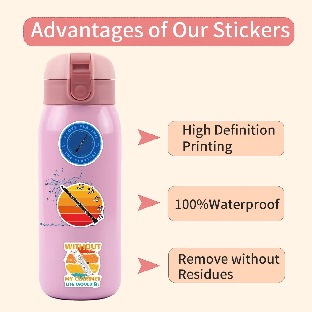 50 قطعة أدوات الكلارينيت ملصقات الكتابة على الجدران مواد حفظ الكتب الزخرفية أكواب أجهزة الكمبيوتر المحمولة ملصقات ألعاب الأطفال بالجملة #6