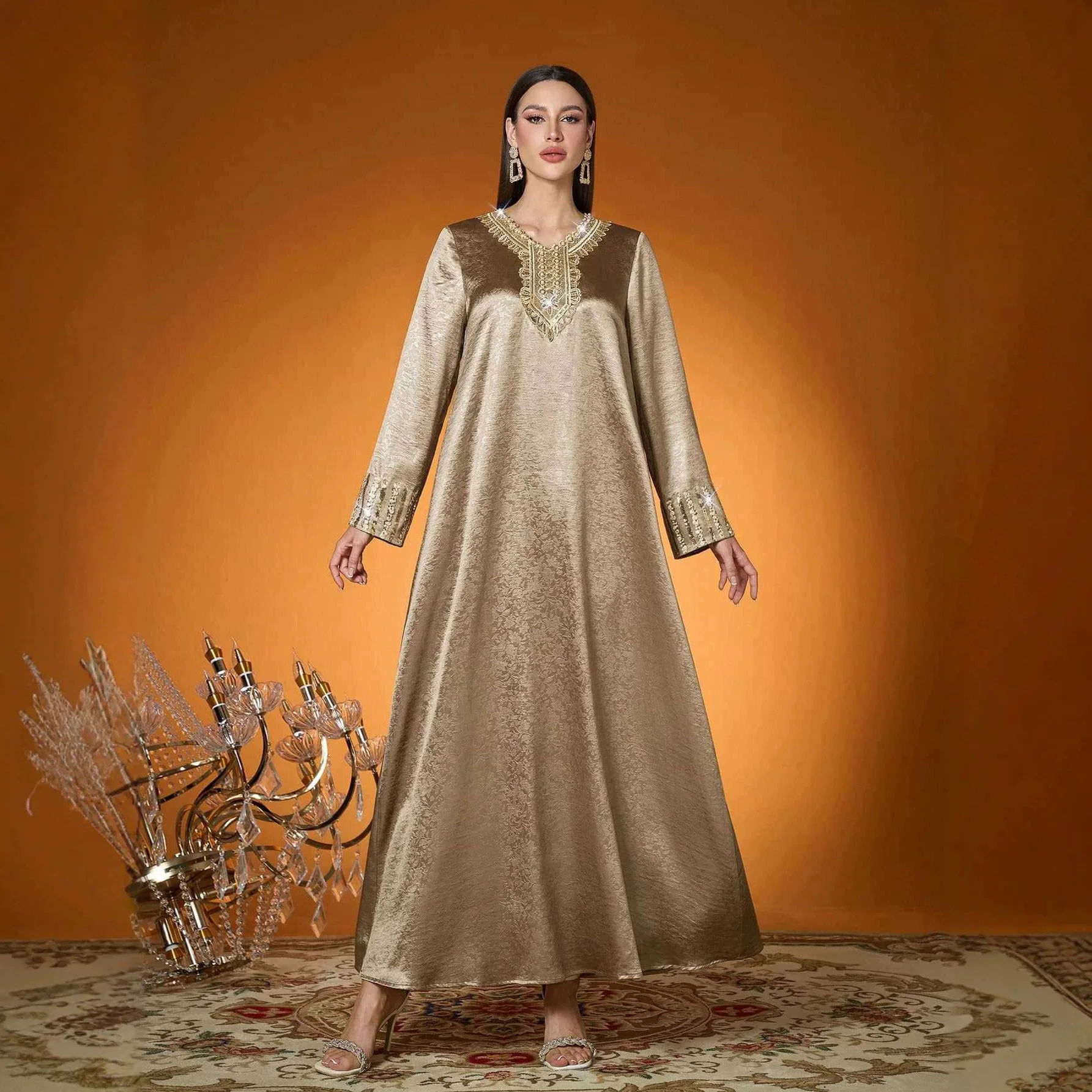 

Ethnic-style High-end Beaded Plus-size New High-end Dress For Banquets And Performances Abaya Ramadan Dubai Luxury Islam Elegant