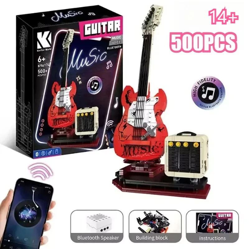 

500PCS Or 721PCS Creative Music Bluetooth Electric Guitar And Guitar band Building Blocks Construction Toys Gift For Kids