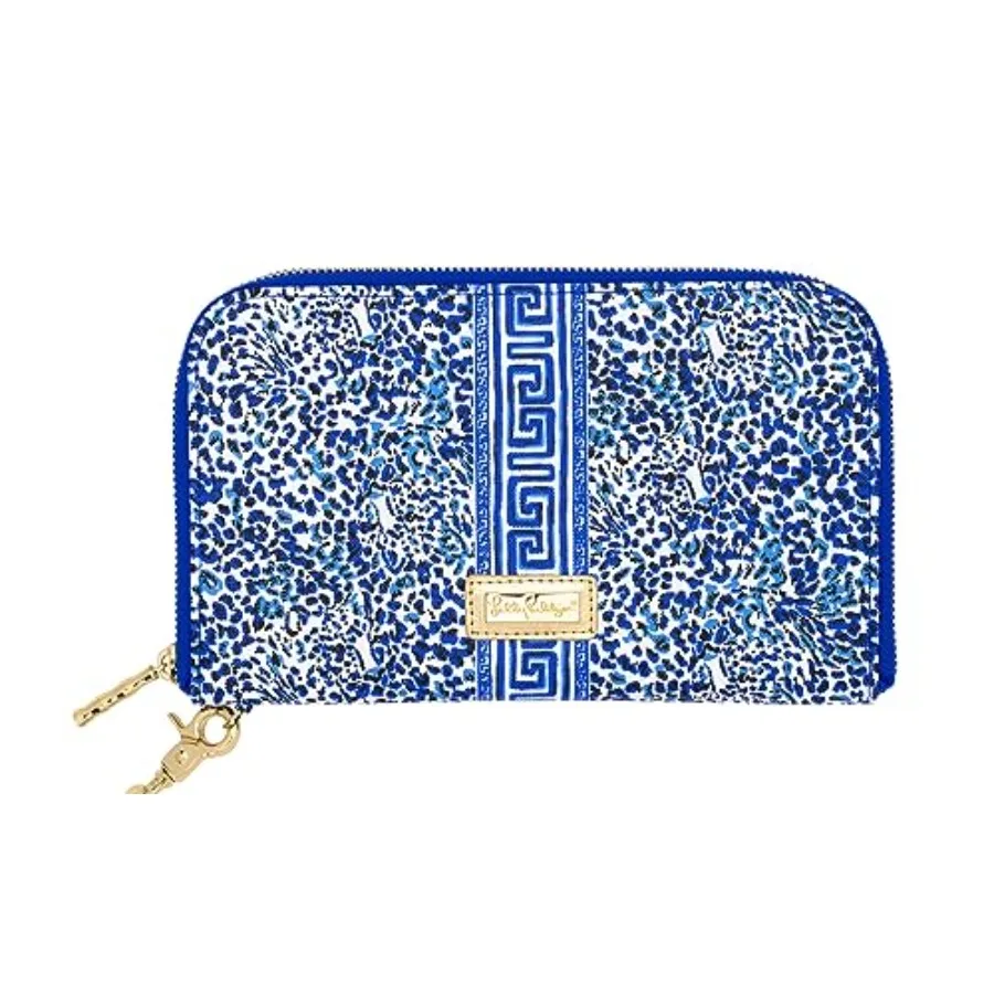 Travel Wallet Passport Holder Blue Vegan Leather Wristlet Wallet for Women Travel Document Organizer