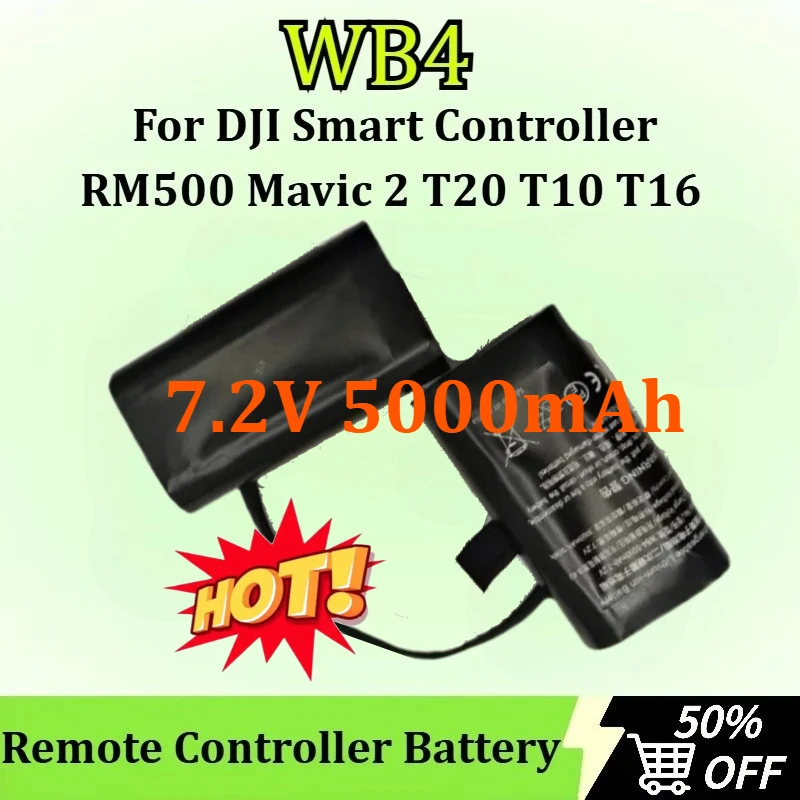 

WB4 7.2V 5000mAh Replacement Remote Controller Battery for DJI Smart Controller RM500 Mavic 2 T20 T10 T16 Rechargeable Battery
