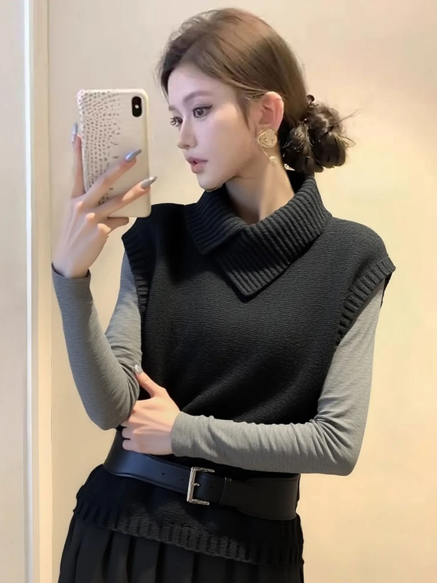 

Женский вязаный жилет Laid-ba Sle Pure Color: комфортный, стильный, для повседневной носки, идеально подходит для весны