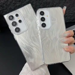 Luxury Laser Silver Gradient Case For Samsung Galaxy S25 S23 S24 S22 Ultra Plus S24 FE A54 A15 A16 A25 A53 A55 A56 Phone Cover