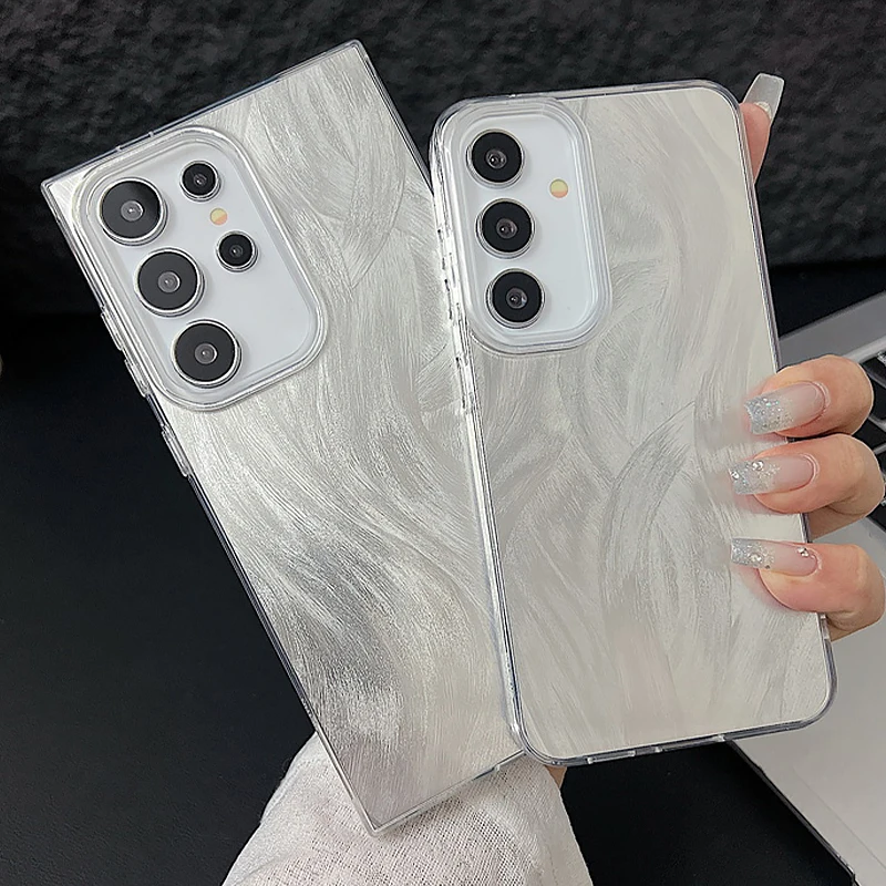 Luksusowe laserowo-srebrne etui gradientowe do Samsung Galaxy S25 S23 S24 S22 Ultra Plus S24 FE A54 A15 A16 A25 A53 A55 A56 Pokrowiec na telefon