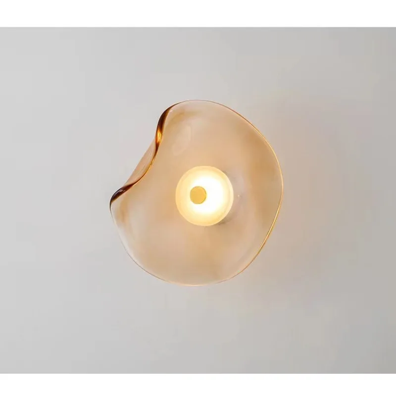 

Modern minimalist glass wall lamp living room background wall decoration round bedroom bedside lamp