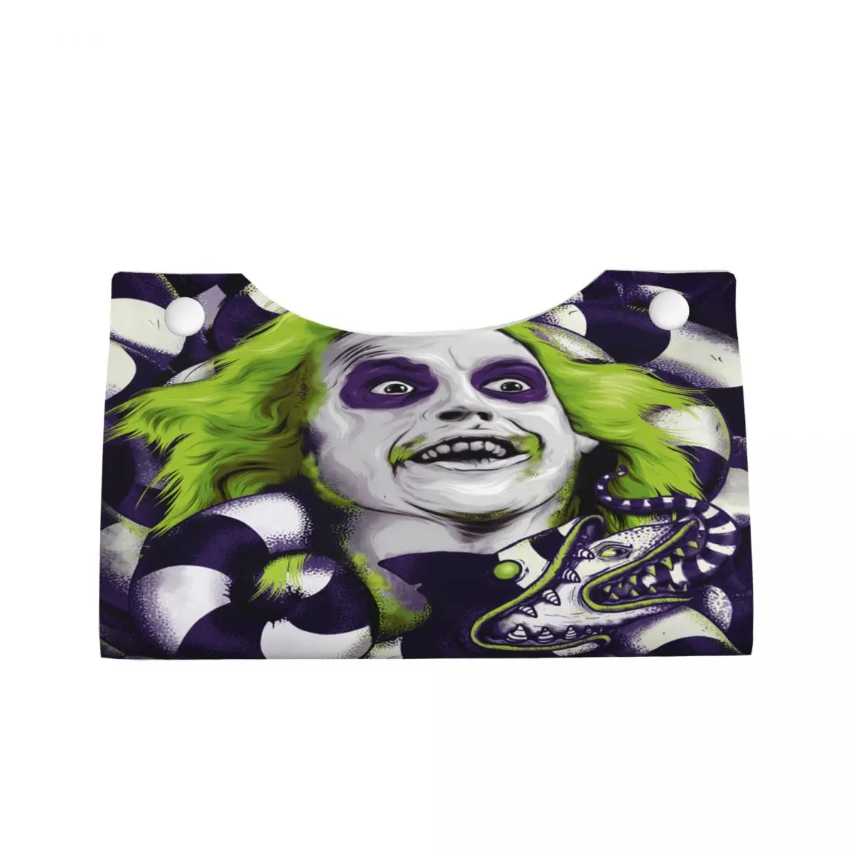 Custom Horror Ghost Beetlejuices Tissue Box Cover Rectangular PU Leather Comedy Fantasy Film Facial Tissues Holder for Car