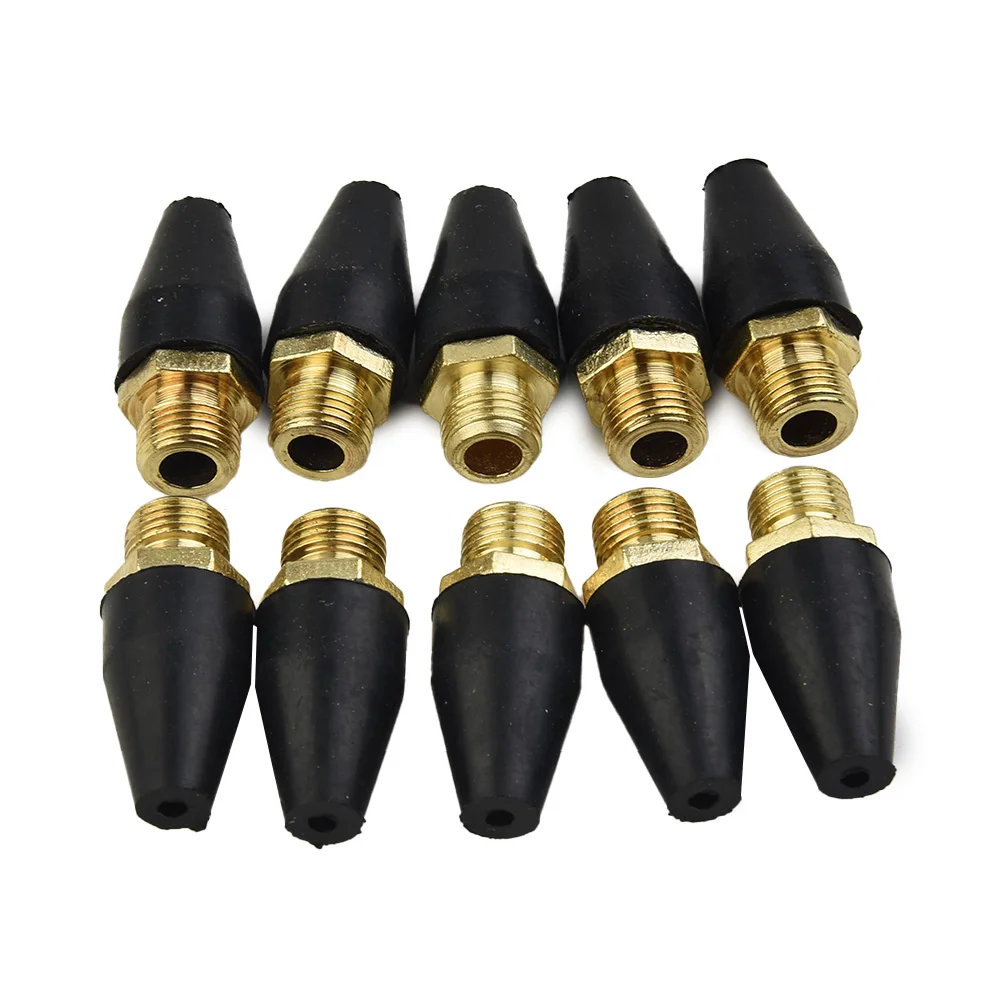 Premium Rubber Brass Safety Tip Nozzle Pack for 1/8 Inch NPT Male For Air Blow Tools Compatible with Capri Tools