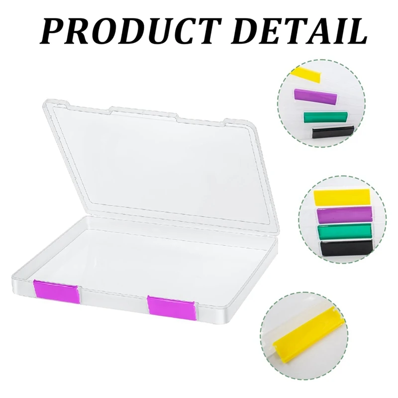 4PCS A4 File Portable Project Case,Portable A4 File Box Plastic Scrapbook Paper Storage Box For 8.5X11inch Letter Paper Durable