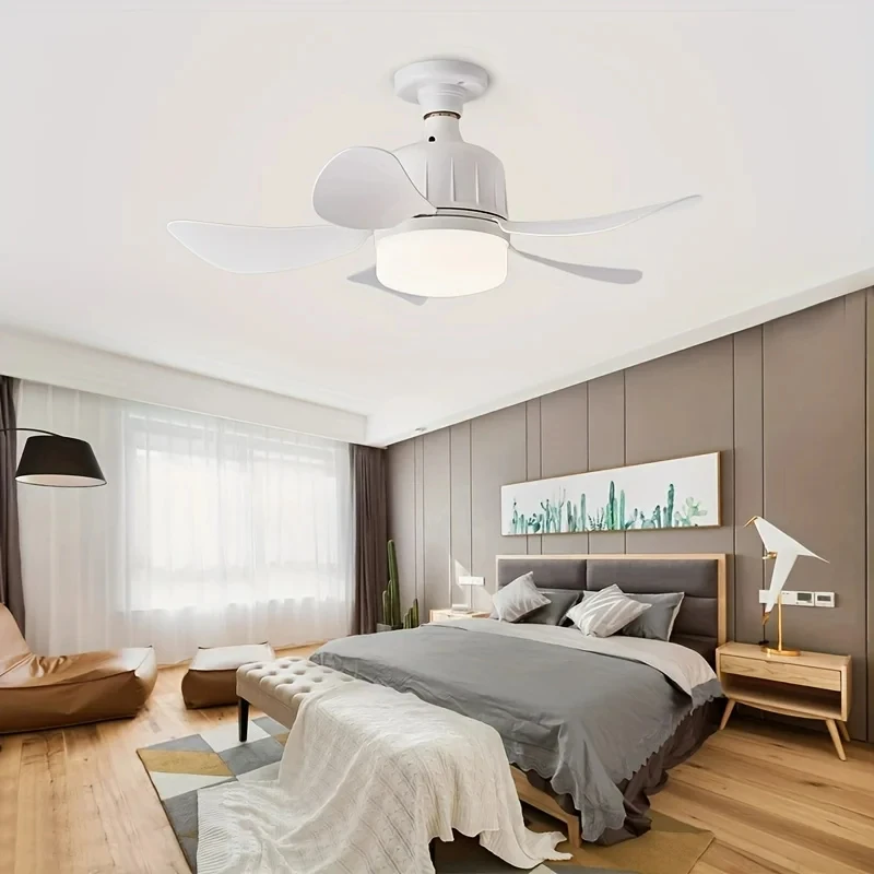 LED Socket Fan Light with Remote, 17.7in Small Ceiling Fan with Light, Cordless Light Socket Fan for Kitchen,Bedroom,Small Room