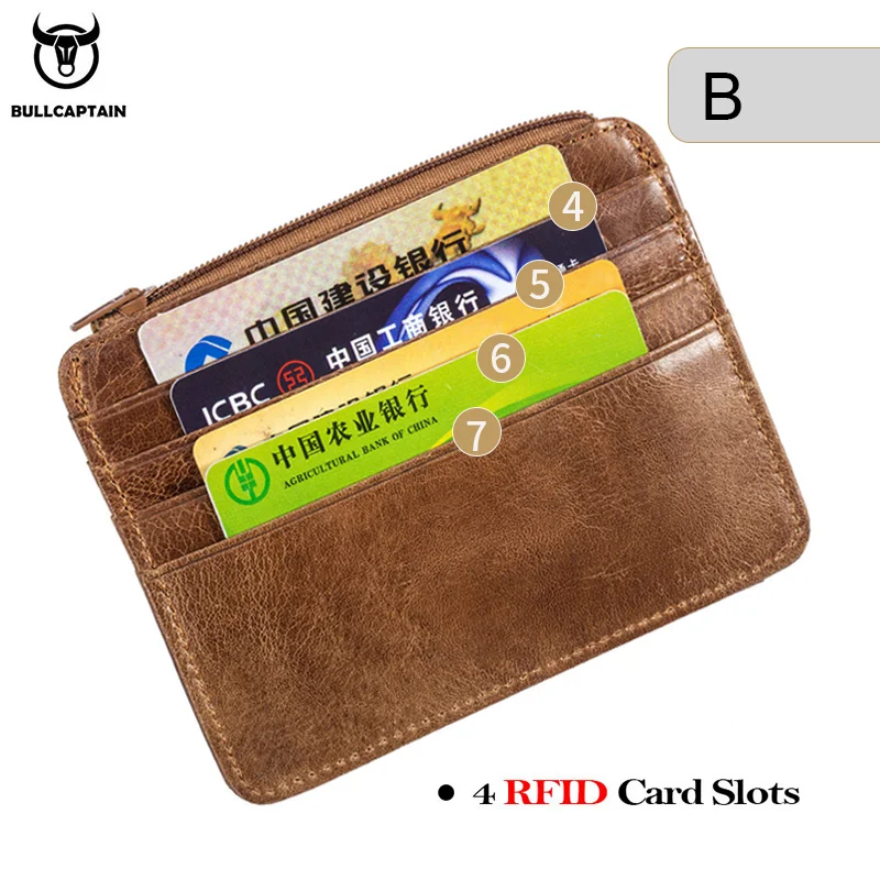BULLCAPTAIN RFID Blocking Leather Wallet Credit Card ID Card Holder Wallet Money Case For Men And Women 2020 Fashion Retro Bag