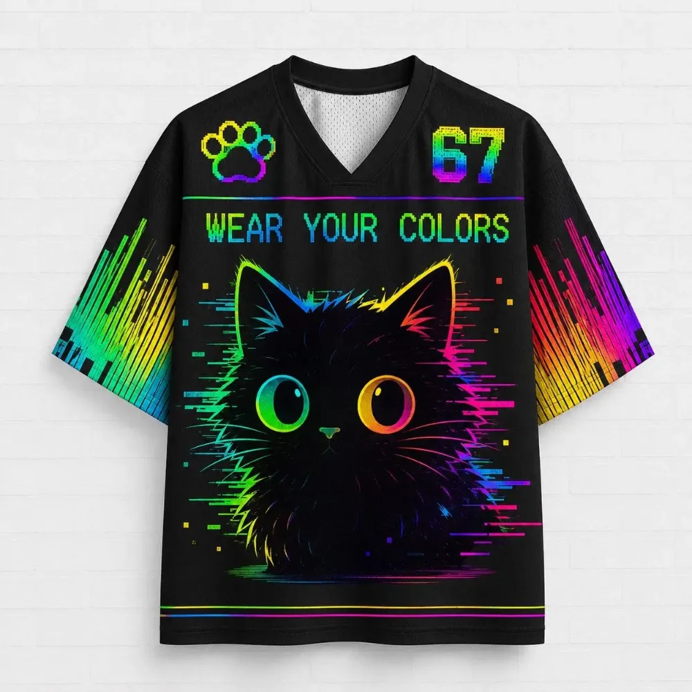 Summer Fashion Fun Colorful Cool and Cute 3Dprinted Men Women V-neck Loose Sports T-shirt for Both Outdoor Casual Children's Top