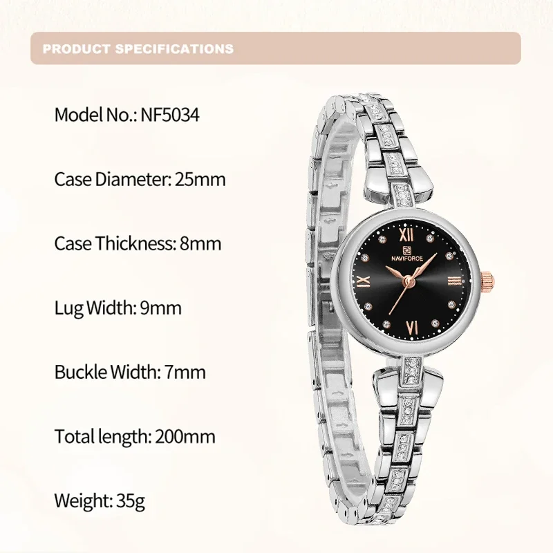 Women Watch NAVIFORCE Business Elegant Wrist Watches for Ladies Sports 30m Waterproof Quartz Female Fashion Clock Gifts for Girl