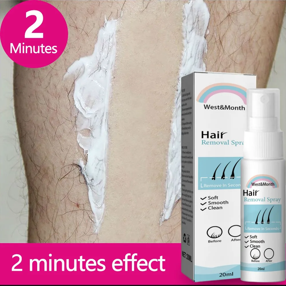 Pulverizador indolor da remoção do cabelo para senhoras e homens, 2 minutos, inibidor rápido do crescimento, pé, braço, axila, Depilatory permanente, cuidado do reparo